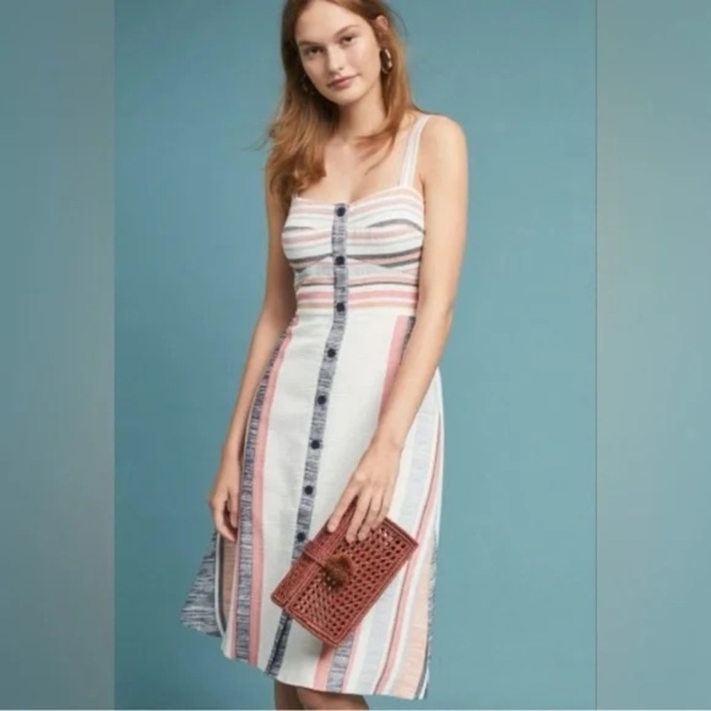 Anthropologie Hutch Striped Cotton blend dress, size 8